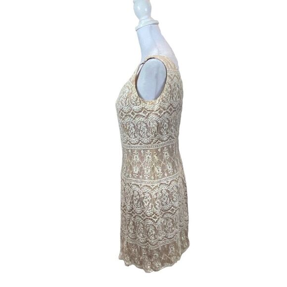 Vintage Cache Ivory Lace and Bead Mini Cocktail Dress Size 8 - Picture 6 of 16